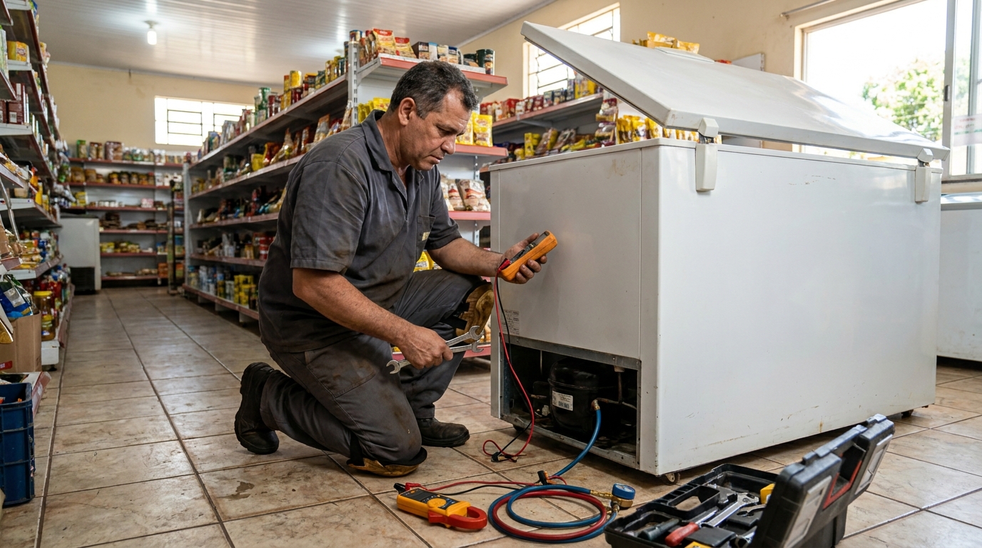 Troca de termostato de freezer em atendimento em João Pessoa‑PB